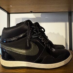 Nike Black and Gray High-Top Wedge Sneakers